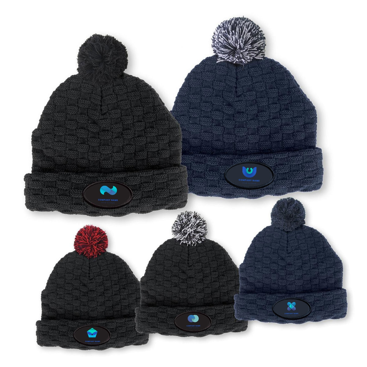 Promotional Woven Pom Pom Beanies