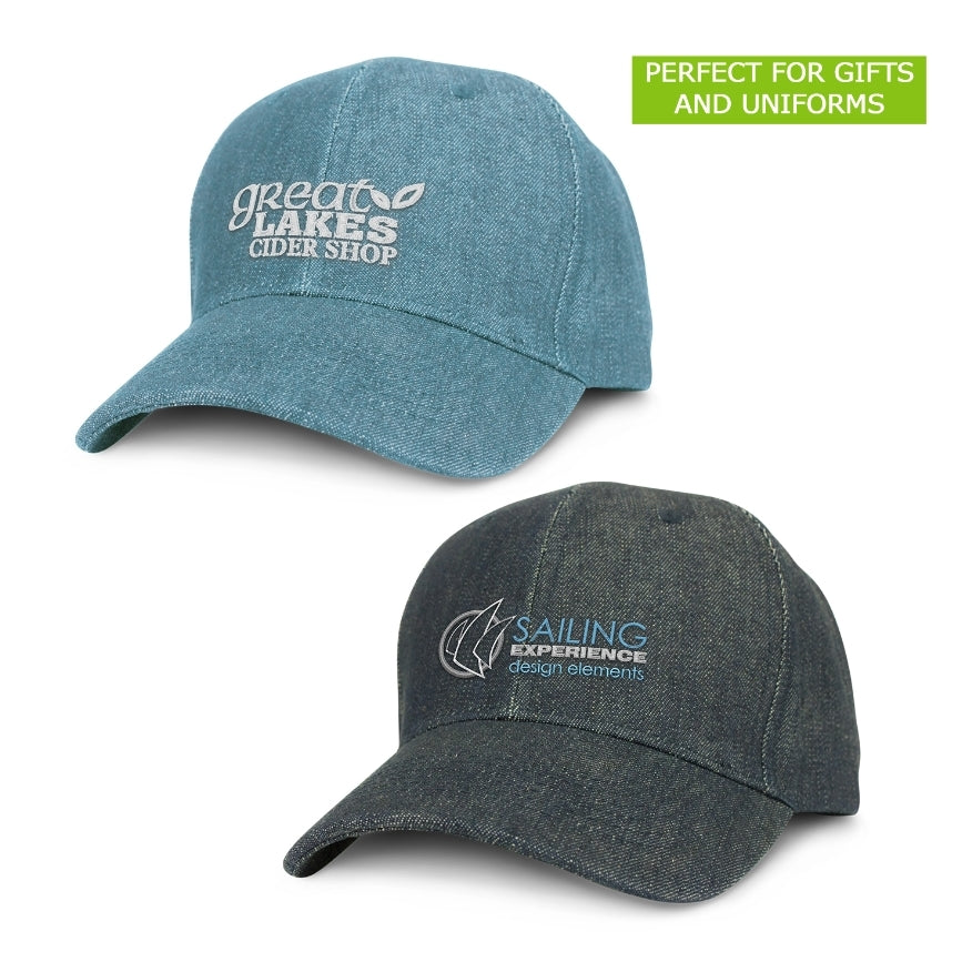 Structured Logo Branded Denim Caps